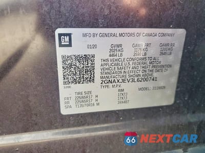 Zdjęcie 13 z 13 samochodu: 2020 CHEVROLET EQUINOX LT VIN:2GNAXJEV3L6200741 - miniatura