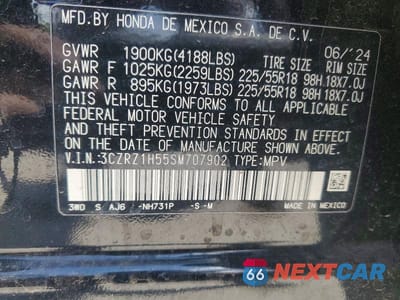 Zdjęcie 13 z 13 samochodu: 2025 HONDA HR-V SPORT VIN:3CZRZ1H55SM707902 - miniatura