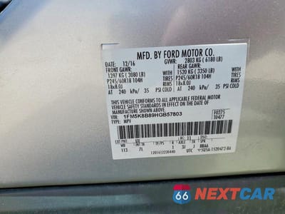 Zdjęcie 13 z 13 samochodu: 2017 FORD EXPLORER VIN:1FM5K8B89HGB57803 - miniatura