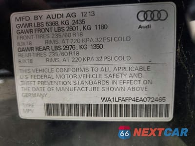 Zdjęcie 13 z 13 samochodu: 2014 AUDI Q5 PREMIUM PLUS VIN:WA1LFAFP4EA072465 - miniatura