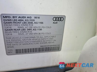 Zdjęcie 12 z 12 samochodu: 2017 AUDI Q3 PREMIUM VIN:WA1ECCFS0HR002162 - miniatura