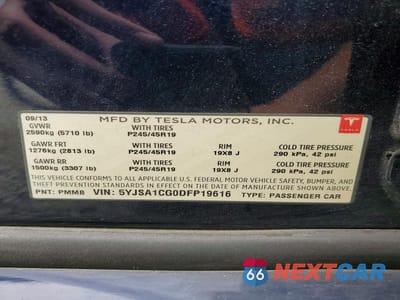 Zdjęcie 12 z 12 samochodu: 2013 TESLA MODEL S VIN:5YJSA1CG0DFP19616 - miniatura