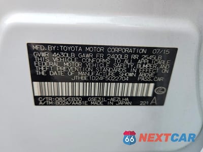 Zdjęcie 12 z 12 samochodu: 2015 LEXUS IS 350 VIN:JTHBE1D24F5022704 - miniatura