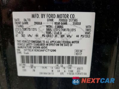 Zdjęcie 13 z 13 samochodu: 2010 FORD F150 SUPER CAB VIN:1FTEX1E63AFC71296 - miniatura