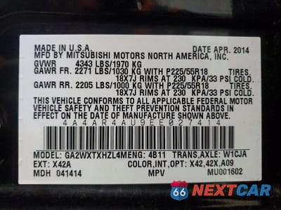 Zdjęcie 13 z 13 samochodu: 2014 MITSUBISHI OUTLANDER SPORT SE VIN:4A4AR4AU9EE027414 - miniatura