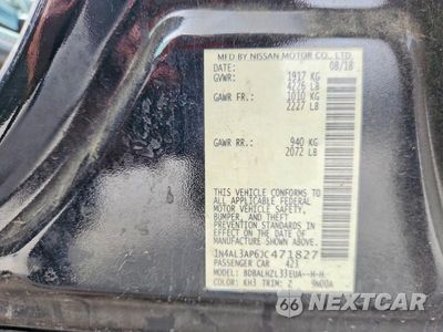 Zdjęcie 12 z 12 samochodu: 2018 NISSAN ALTIMA 2.5 SR VIN:1N4AL3AP6JC471827 - miniatura