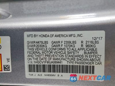 Zdjęcie 13 z 13 samochodu: 2018 HONDA ACCORD TOURING VIN:1HGCV1F90JA069441 - miniatura