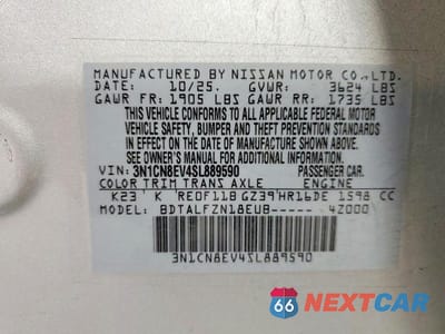 Zdjęcie 12 z 12 samochodu: 2025 NISSAN VERSA SV VIN:3N1CN8EV4SL889590 - miniatura