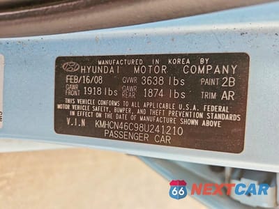 Zdjęcie 12 z 12 samochodu: 2008 HYUNDAI ACCENT GLS VIN:KMHCN46C98U241210 - miniatura
