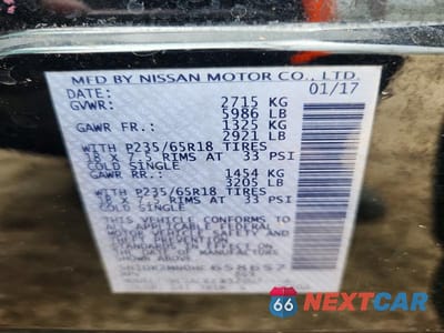 Zdjęcie 13 z 13 samochodu: 2017 NISSAN PATHFINDER S VIN:5N1DR2MN0HC658657 - miniatura