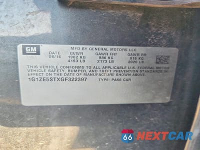Zdjęcie 12 z 12 samochodu: 2016 CHEVROLET MALIBU LT VIN:1G1ZE5STXGF322397 - miniatura