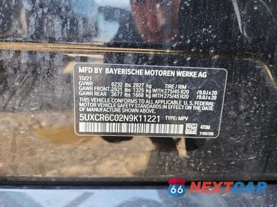 Zdjęcie 13 z 13 samochodu: 2022 BMW X5 XDRIVE40I VIN:5UXCR6C02N9K11221 - miniatura