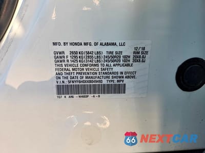 Zdjęcie 12 z 12 samochodu: 2019 HONDA PILOT ELITE VIN:5FNYF6H0XKB049493 - miniatura