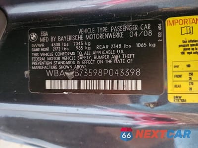 Zdjęcie 13 z 13 samochodu: 2008 BMW 335 I VIN:WBAWB73598P043398 - miniatura