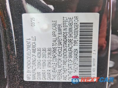 Zdjęcie 13 z 13 samochodu: 2025 HONDA ACCORD HYBRID SPORT-L VIN:1HGCY2F73SA040254 - miniatura
