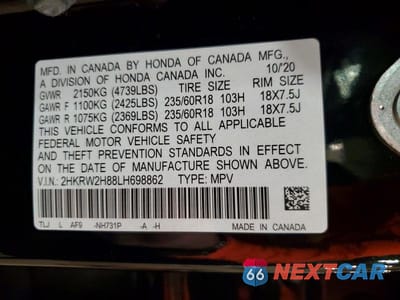 Zdjęcie 14 z 14 samochodu: 2020 HONDA CR-V EXL VIN:2HKRW2H88LH698862 - miniatura