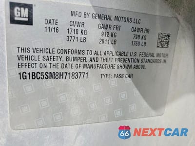 Zdjęcie 12 z 12 samochodu: 2017 CHEVROLET CRUZE LS VIN:1G1BC5SM8H7183771 - miniatura