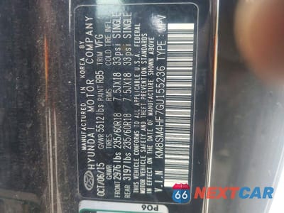 Zdjęcie 13 z 13 samochodu: 2016 HYUNDAI SANTA FE SE VIN:KM8SM4HF7GU155236 - miniatura
