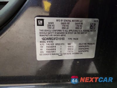 Zdjęcie 12 z 12 samochodu: 2015 CHEVROLET SILVERADO K1500 LT VIN:1GCVKREC0FZ319183 - miniatura
