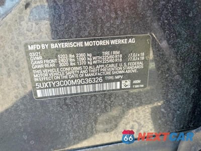 Zdjęcie 12 z 12 samochodu: 2021 BMW X3 SDRIVE30I VIN:5UXTY3C00M9G36326 - miniatura