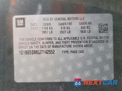 Zdjęcie 12 z 12 samochodu: 2018 CHEVROLET CRUZE LT VIN:1G1BE5SM0J7142552 - miniatura