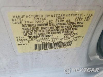 Zdjęcie 12 z 12 samochodu: 2011 NISSAN SENTRA 2.0 VIN:3N1AB6AP1BL620944 - miniatura