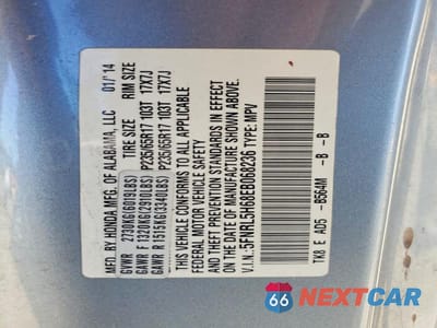 Zdjęcie 12 z 12 samochodu: 2014 HONDA ODYSSEY EXL VIN:5FNRL5H68EB068236 - miniatura
