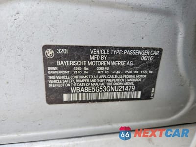 Zdjęcie 13 z 13 samochodu: 2016 BMW 320 XI VIN:WBA8E5G53GNU21479 - miniatura