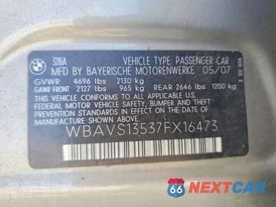 Zdjęcie 13 z 13 samochodu: 2007 BMW 328 IT VIN:WBAVS13537FX16473 - miniatura