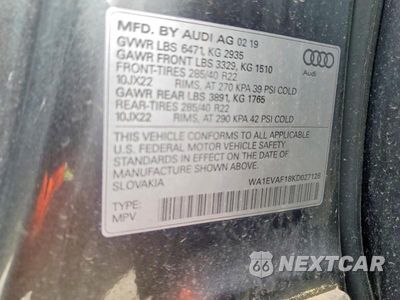 Zdjęcie 14 z 14 samochodu: 2019 AUDI Q8 PREMIUM PLUS S-LINE VIN:WA1EVAF18KD027126 - miniatura