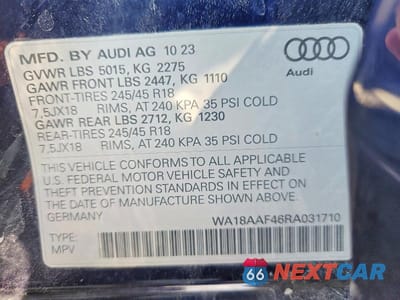 Zdjęcie 12 z 12 samochodu: 2024 AUDI A4 ALLROAD PREMIUM PLUS VIN:WA18AAF46RA031710 - miniatura