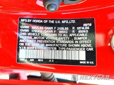 Zdjęcie 13 z 13 samochodu: 2018 HONDA CIVIC EX VIN:SHHFK7H56JU237638 - miniatura