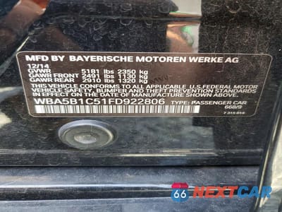 Zdjęcie 12 z 12 samochodu: 2015 BMW 535 I VIN:WBA5B1C51FD922806 - miniatura