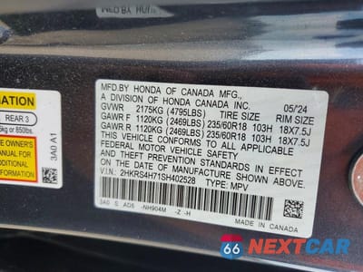 Zdjęcie 13 z 13 samochodu: 2025 HONDA CR-V EXL VIN:2HKRS4H71SH402528 - miniatura