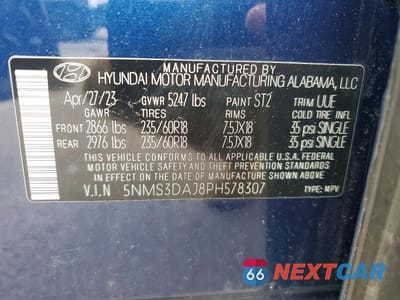 Zdjęcie 14 z 14 samochodu: 2023 HYUNDAI SANTA FE SEL PREMIUM VIN:5NMS3DAJ8PH578307 - miniatura
