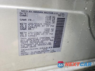 Zdjęcie 14 z 14 samochodu: 2023 NISSAN MURANO PLATINUM VIN:5N1AZ2DJ3PC101644 - miniatura