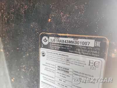 Zdjęcie 10 z 10 samochodu: 2021 CAN-AM MAVERICK SPORT UTILITY VEHICLE VIN:3JB1RAX43MK001007 - miniatura