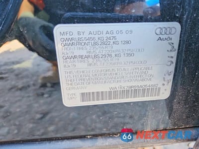 Zdjęcie 12 z 12 samochodu: 2009 AUDI Q5 3.2 VIN:WA1KK78R99A054882 - miniatura