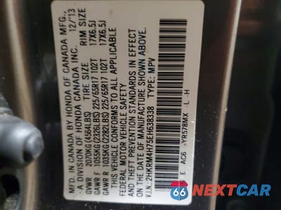 Zdjęcie 13 z 13 samochodu: 2014 HONDA CR-V EXL VIN:2HKRM4H75EH638338 - miniatura