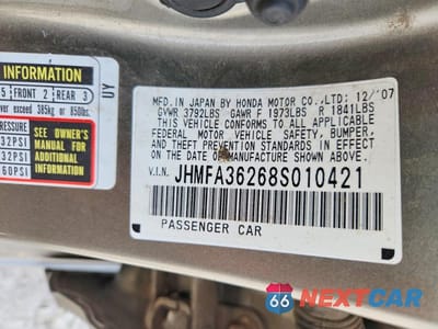 Zdjęcie 12 z 12 samochodu: 2008 HONDA CIVIC HYBRID VIN:JHMFA36268S010421 - miniatura