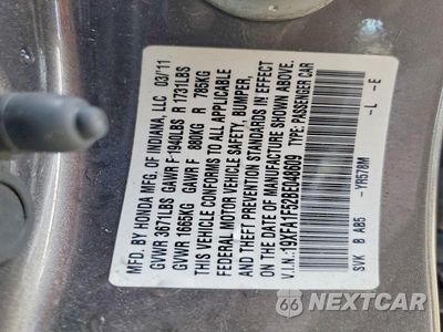 Zdjęcie 13 z 13 samochodu: 2011 HONDA CIVIC LX VIN:19XFA1F52BE048609 - miniatura