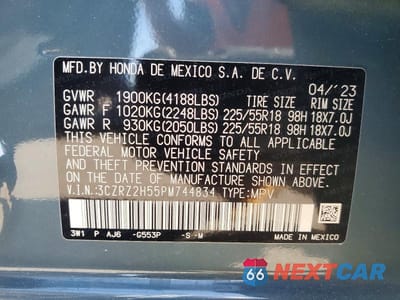 Zdjęcie 14 z 14 samochodu: 2023 HONDA HR-V SPORT VIN:3CZRZ2H55PM744834 - miniatura
