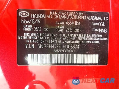 Zdjęcie 12 z 12 samochodu: 2020 HYUNDAI SONATA LIMITED VIN:5NPEH4J22LH005374 - miniatura
