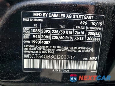 Zdjęcie 12 z 12 samochodu: 2016 MERCEDES-BENZ GLA 250 4MATIC VIN:WDCTG4GB8GJ203207 - miniatura