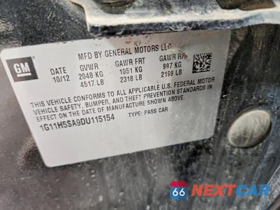 Zdjęcie 13 z 13 samochodu: 2013 CHEVROLET MALIBU LT VIN:1G11H5SA9DU115154 - miniatura