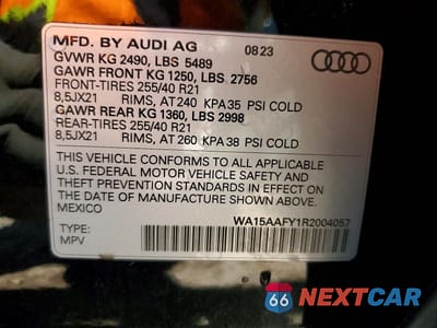 Zdjęcie 12 z 12 samochodu: 2024 AUDI Q5 SPORTBACK PRM PLS 45 VIN:WA15AAFY1R2004057 - miniatura