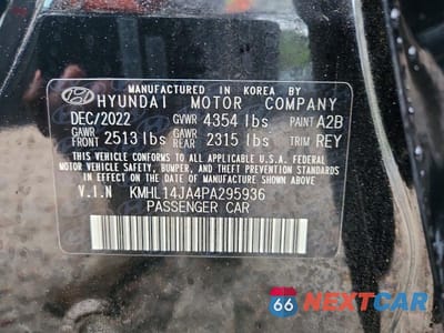 Zdjęcie 12 z 12 samochodu: 2023 HYUNDAI SONATA SEL VIN:KMHL14JA4PA295936 - miniatura