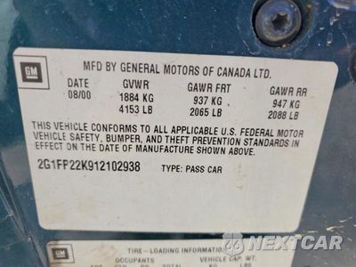 Zdjęcie 12 z 12 samochodu: 2001 CHEVROLET CAMARO VIN:2G1FP22K912102938 - miniatura