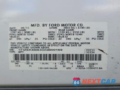 Zdjęcie 13 z 13 samochodu: 2016 FORD EXPLORER VIN:1FM5K8B83GGB00169 - miniatura