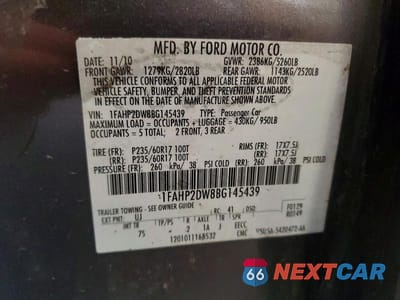 Zdjęcie 12 z 12 samochodu: 2011 FORD TAURUS SE VIN:1FAHP2DW8BG145439 - miniatura
